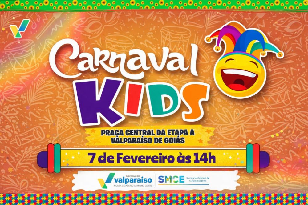 Carnaval Kids anima Valparaíso de Goiás com festa gratuita para crianças